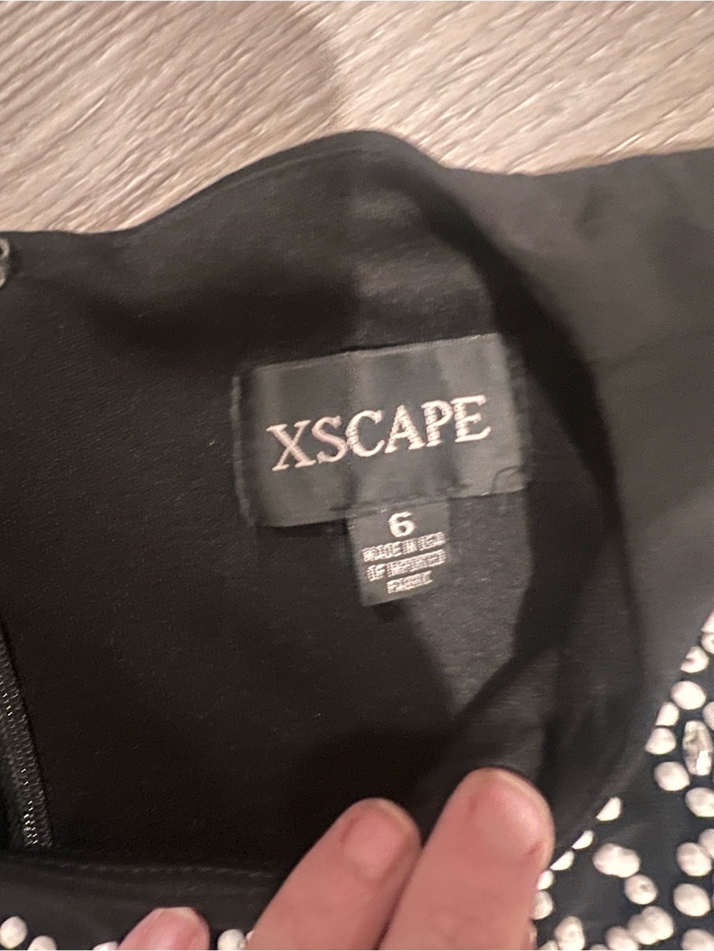 Xscape Black and White Beaded Sheath Prom Event Dress - Picture 6 of 9